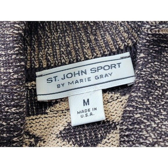 KSD Women's Medium St. John Aztec Pattern Knit Turtleneck Sweater Pullover Brown - Picture 14 of 15